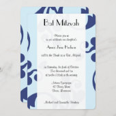 Damask Pattern, Blue Damask, Bat Mitzvah Kaart (Voorkant / Achterkant)