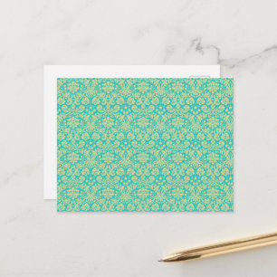 Damask Pattern, Blue Damask, French Damask Briefkaart