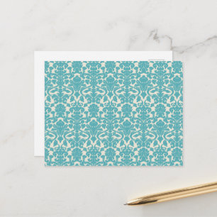Damask Pattern, Blue Damask, French Damask Briefkaart