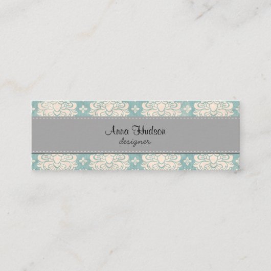 Damask Pattern, Blue Damask, French Damask Mini Visitekaartje (Voorkant)