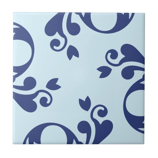 Damask Pattern, Blue Damask, French Damask Tegeltje (Voorkant)