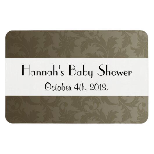 Damask Pattern, Brown Damask, Baby shower Magneet (Horizontaal)