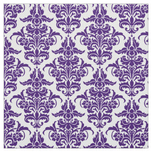 Damask Pattern - Deep Paars op White Stof