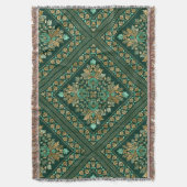 Damask Pattern - Emerald green and gold Deken (Voorkant Verticaal)