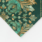 Damask Pattern - Emerald green and gold Fleece Deken (Hoek)