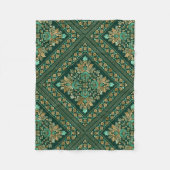 Damask Pattern - Emerald green and gold Fleece Deken (Voorkant)