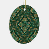 Damask Pattern - Emerald green and gold Keramisch Ornament (Rechts)