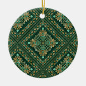  Damask Pattern - Emerald green and gold Keramisch Ornament (Voorkant)