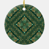 Damask Pattern - Emerald green and gold Keramisch Ornament (Achterkant)