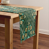  Damask Pattern - Emerald green and gold Korte Tafelloper (Voorbeeld)
