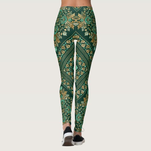  Damask Pattern - Emerald green and gold Leggings (Achterkant)