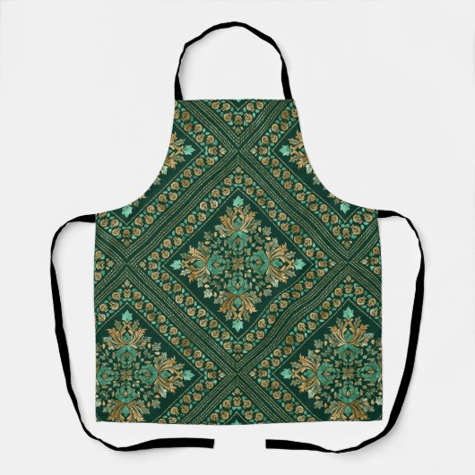 Damask Pattern - Emerald green and gold Schort (Voorkant)