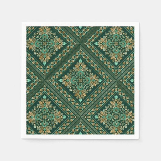  Damask Pattern - Emerald green and gold Servet (Voorkant)