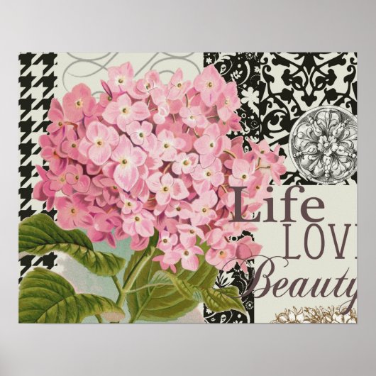 Damask Pattern Floral Decor Love Life Poster (Voorkant)
