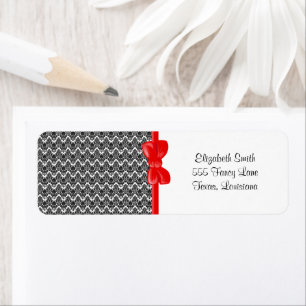 Damask Pattern, French Damask, Black and White Etiket