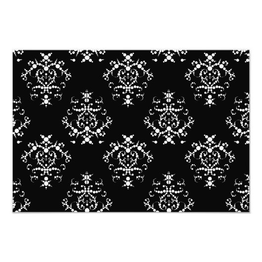 Damask Pattern, French Damask, Black and White Foto Afdruk (Voorkant)
