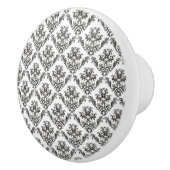 Damask Pattern, French Damask, Black and White Keramische Knop (Rechts)