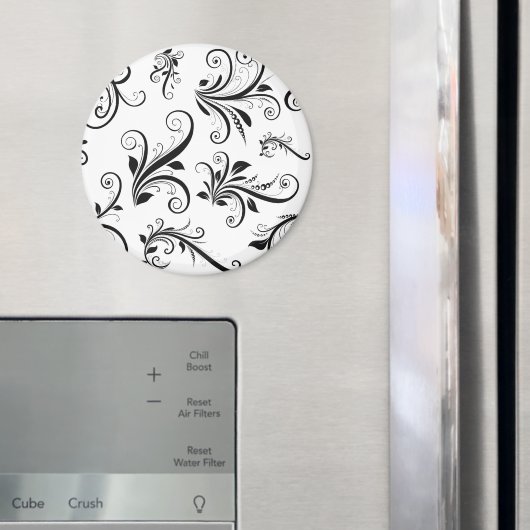 Damask Pattern, French Damask, Black and White Magneet (Insitu (Koelkast))