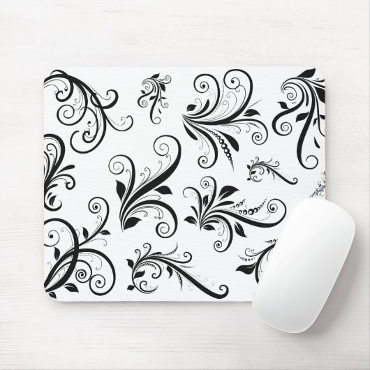 Damask Pattern, French Damask, Black and White Muismat (Met muis)