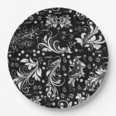 Damask Pattern, French Damask, Black and White Papieren Bordje (Voorkant)