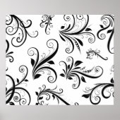 Damask Pattern, French Damask, Black and White Poster (Voorkant)