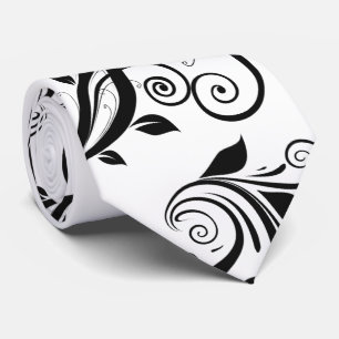 Damask Pattern, French Damask, Black and White Stropdas