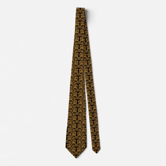 Damask Pattern Gold en Black Stropdas (Voorkant)