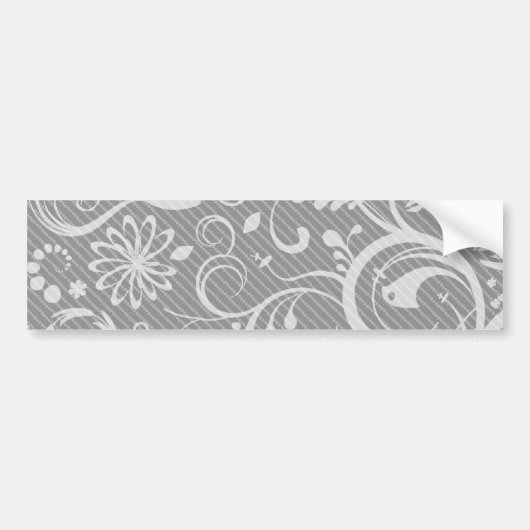 Damask Pattern, Grey Damask, French Damask Bumpersticker (Voorkant)