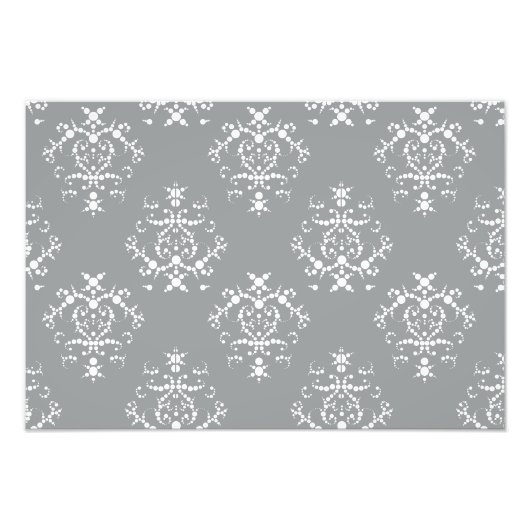 Damask Pattern, Grey Damask, French Damask Foto Afdruk (Voorkant)