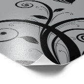 Damask Pattern, Grey Damask, French Damask Foto Afdruk (Hoek)