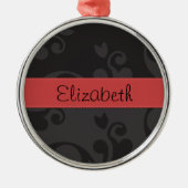 Damask Pattern, Grey Damask, Jouw naam Metalen Ornament (Voorkant)