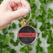 Damask Pattern, Grey Damask, Jouw naam Sleutelhanger (Hand)