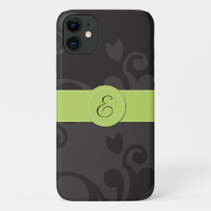 Damask Pattern, Grey Damask, Monogram iPhone 11 Hoesje