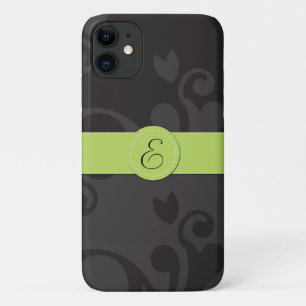Damask Pattern, Grey Damask, Monogram iPhone 11 Hoesje