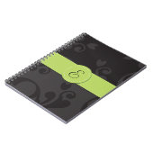 Damask Pattern, Grey Damask, Monogram Notitieboek (Linkerzijde)