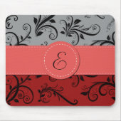 Damask Pattern, Grey Damask, Red Damask, Monogram Muismat (Voorkant)