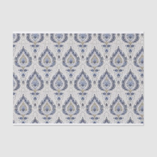 Damask Pattern in de kleuren van blauw Tissuepapier (Voorkant)