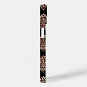 Damask Pattern Monogram Roos Gold Black Case-Mate iPhone Case (Achterkant / Rechts)