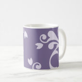 Damask Pattern, Paarse Damask, French Damask Koffiemok (Voorkant rechts)