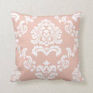 Damask Pattern Peach en White Kussen