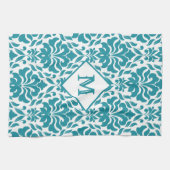 Damask Pattern personnalisé monogramme serviette d (Horizontal)