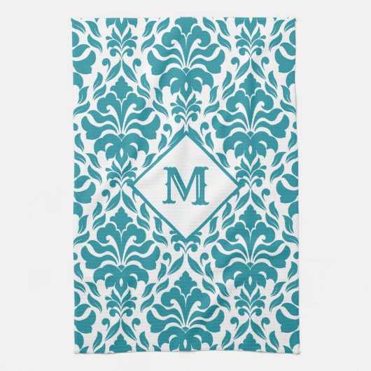 Damask Pattern personnalisé monogramme serviette d (Vertical)