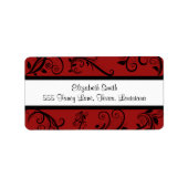 Damask Pattern, Red Damask, French Damask Etiket (Voorkant)