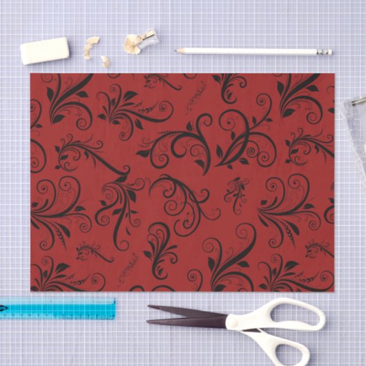 Damask Pattern, Red Damask, French Damask Tissuepapier (Craft)