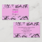 Damask Pattern, Roze Damask, Franse Damask Visitekaartje (Voorkant / Achterkant)