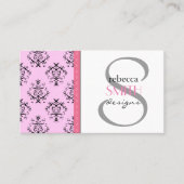 Damask Pattern, Roze Damask, Franse Damask Visitekaartje (Voorkant)