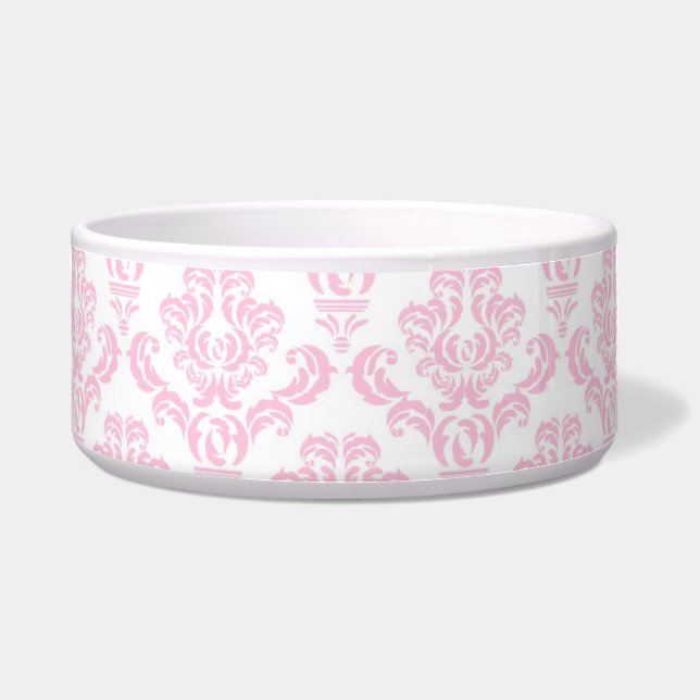 Damask Pattern, Roze Damask, Franse Damask Voerbakje (Voorkant)
