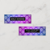 Damask Pattern Textuur Paars Green Mini Visitekaartje (Voorkant / Achterkant)