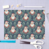Damask Pattern with Santa Claus Faces Tissuepapier (Craft)