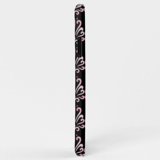 Damask Pattern Zwart en Roze Case-Mate iPhone Case (Achterkant/rechts)
